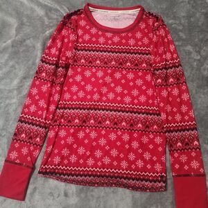 Red Snowflake Pattern Long Sleeve Shirt
